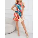 Contrast Color Hollow Split-Joint Loose One-Shoulder Mini Dresses Contrast Color Hollow Split-Joint Loose One-Shoulder Mini Dresses