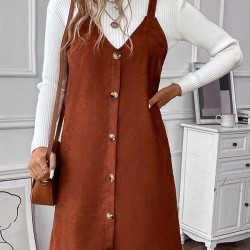Split-Joint Loose Sleeveless Spaghetti-Neck Mini Dresses