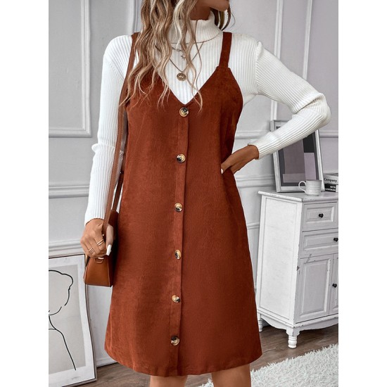 Split-Joint Loose Sleeveless Spaghetti-Neck Mini Dresses Split-Joint Loose Sleeveless Spaghetti-Neck Mini Dresses