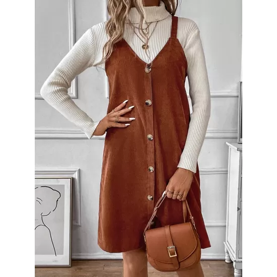 Split-Joint Loose Sleeveless Spaghetti-Neck Mini Dresses Split-Joint Loose Sleeveless Spaghetti-Neck Mini Dresses