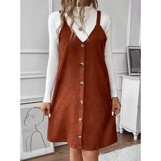 Split-Joint Loose Sleeveless Spaghetti-Neck Mini Dresses Split-Joint Loose Sleeveless Spaghetti-Neck Mini Dresses