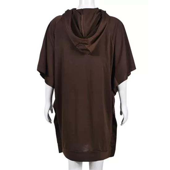 Drawstring Letter Print A-Line Batwing Sleeves Hooded Mini Dresses Drawstring Letter Print A-Line Batwing Sleeves Hooded Mini Dresses