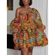 Elasticity Printed Tied Waist High Waisted Loose One-shoulder Mini Dresses Elasticity Printed Tied Waist High Waisted Loose One-shoulder Mini Dresses