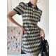 Original Plaid Knitting Lapel Collar Short Sleeves Mini Dress Original Plaid Knitting Lapel Collar Short Sleeves Mini Dress