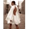 Solid Color High-Neck Backless Flared Sleeves Mini Dress