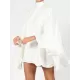 Solid Color High-Neck Backless Flared Sleeves Mini Dress Solid Color High-Neck Backless Flared Sleeves Mini Dress