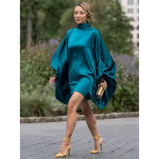 Going Out Loose Batwing Sleeves Buttoned Solid Color Mini Dresses Going Out Loose Batwing Sleeves Buttoned Solid Color Mini Dresses