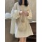 Urban Puff Sleeves Solid Color Round-Neck Mini Dress