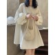 Urban Puff Sleeves Solid Color Round-Neck Mini Dress Urban Puff Sleeves Solid Color Round-Neck Mini Dress