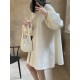 Urban Puff Sleeves Solid Color Round-Neck Mini Dress Urban Puff Sleeves Solid Color Round-Neck Mini Dress