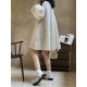 Urban Puff Sleeves Solid Color Round-Neck Mini Dress Urban Puff Sleeves Solid Color Round-Neck Mini Dress