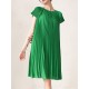 Urban Loose Pleated Solid Color Round-Neck Mini Dresses Urban Loose Pleated Solid Color Round-Neck Mini Dresses
