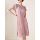Urban Loose Pleated Solid Color Round-Neck Mini Dresses Urban Loose Pleated Solid Color Round-Neck Mini Dresses