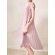 Urban Loose Pleated Solid Color Round-Neck Mini Dresses Urban Loose Pleated Solid Color Round-Neck Mini Dresses