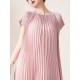 Urban Loose Pleated Solid Color Round-Neck Mini Dresses Urban Loose Pleated Solid Color Round-Neck Mini Dresses
