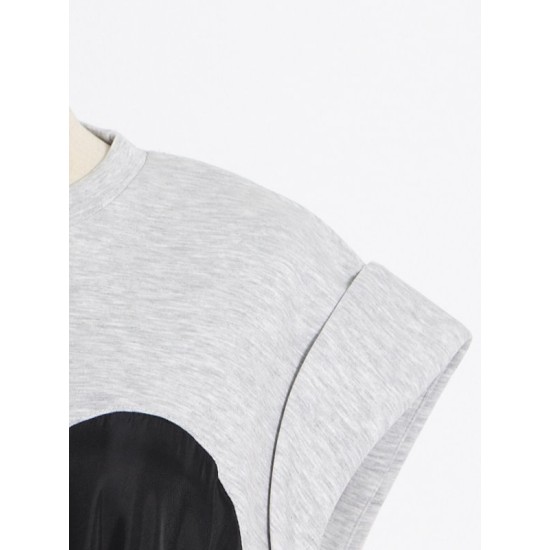 Stylish Selection Short Sleeves Loose Drawstring Split-Joint Round-Neck Mini Dresses Stylish Selection Short Sleeves Loose Drawstring Split-Joint Round-Neck Mini Dresses