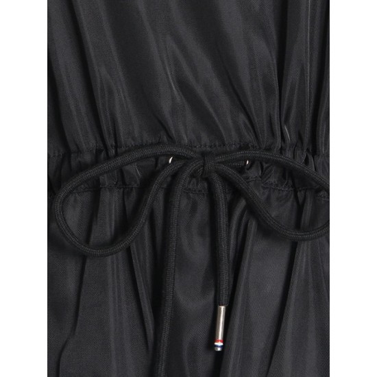 Stylish Selection Short Sleeves Loose Drawstring Split-Joint Round-Neck Mini Dresses Stylish Selection Short Sleeves Loose Drawstring Split-Joint Round-Neck Mini Dresses