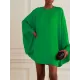 Simple Long Batwing Sleeves Solid Color Round-Neck Mini Dresses Simple Long Batwing Sleeves Solid Color Round-Neck Mini Dresses