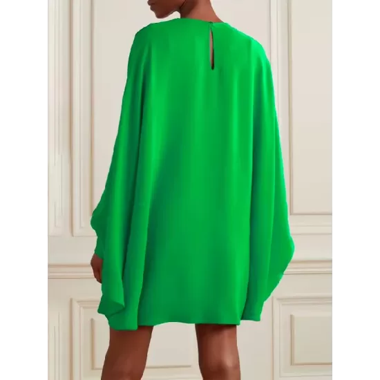Simple Long Batwing Sleeves Solid Color Round-Neck Mini Dresses Simple Long Batwing Sleeves Solid Color Round-Neck Mini Dresses