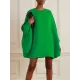 Simple Long Batwing Sleeves Solid Color Round-Neck Mini Dresses Simple Long Batwing Sleeves Solid Color Round-Neck Mini Dresses