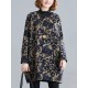 Artistic Retro Loose Long Sleeves Keep Warm Floral Printed High-Neck Mini Dresses Artistic Retro Loose Long Sleeves Keep Warm Floral Printed High-Neck Mini Dresses