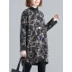 Artistic Retro Loose Long Sleeves Keep Warm Floral Printed High-Neck Mini Dresses Artistic Retro Loose Long Sleeves Keep Warm Floral Printed High-Neck Mini Dresses