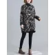Artistic Retro Loose Long Sleeves Keep Warm Floral Printed High-Neck Mini Dresses Artistic Retro Loose Long Sleeves Keep Warm Floral Printed High-Neck Mini Dresses