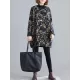 Artistic Retro Loose Long Sleeves Keep Warm Floral Printed High-Neck Mini Dresses Artistic Retro Loose Long Sleeves Keep Warm Floral Printed High-Neck Mini Dresses