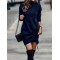 Casual Long Sleeves Solid Color High-Neck Mini Dresses