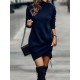 Casual Long Sleeves Solid Color High-Neck Mini Dresses Casual Long Sleeves Solid Color High-Neck Mini Dresses