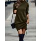 Casual Long Sleeves Solid Color High-Neck Mini Dresses Casual Long Sleeves Solid Color High-Neck Mini Dresses