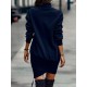 Casual Long Sleeves Solid Color High-Neck Mini Dresses Casual Long Sleeves Solid Color High-Neck Mini Dresses
