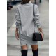 Casual Long Sleeves Solid Color High-Neck Mini Dresses Casual Long Sleeves Solid Color High-Neck Mini Dresses