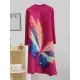 Casual Long Sleeves Loose Contrast Color Printed Pleated Beaded Stand Collar Mini Dresses Casual Long Sleeves Loose Contrast Color Printed Pleated Beaded Stand Collar Mini Dresses