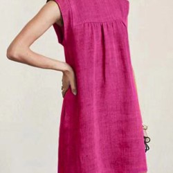 Casual Cap Sleeve Loose Solid Color Round-Neck Mini Dresses