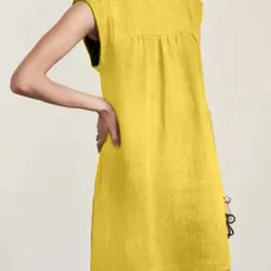 Casual Cap Sleeve Loose Solid Color Round-Neck Mini Dresses