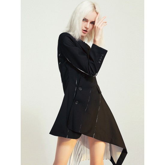 Casual Skinny Long Sleeves Striped Split-Joint Lapel Collar Blazer Mini Dresses Casual Skinny Long Sleeves Striped Split-Joint Lapel Collar Blazer Mini Dresses