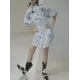 Original Loose Long Sleeves Buttoned Contrast Color Printed Lapel Collar Mini Dresses Original Loose Long Sleeves Buttoned Contrast Color Printed Lapel Collar Mini Dresses