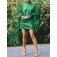 Going Out Loose Batwing Sleeves Buttoned Solid Color Mini Dresses Going Out Loose Batwing Sleeves Buttoned Solid Color Mini Dresses