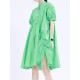 Asymmetric Pleated Solid Color Loose Short Sleeves Stand Collar Shirt Dress Mini Dresses Asymmetric Pleated Solid Color Loose Short Sleeves Stand Collar Shirt Dress Mini Dresses