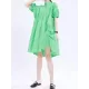 Asymmetric Pleated Solid Color Loose Short Sleeves Stand Collar Shirt Dress Mini Dresses Asymmetric Pleated Solid Color Loose Short Sleeves Stand Collar Shirt Dress Mini Dresses
