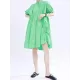 Asymmetric Pleated Solid Color Loose Short Sleeves Stand Collar Shirt Dress Mini Dresses Asymmetric Pleated Solid Color Loose Short Sleeves Stand Collar Shirt Dress Mini Dresses