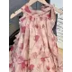 Floral Printed Lace-Up Tiered Loose Puff Sleeves Cold Shoulder Mini Dresses Floral Printed Lace-Up Tiered Loose Puff Sleeves Cold Shoulder Mini Dresses