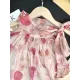 Floral Printed Lace-Up Tiered Loose Puff Sleeves Cold Shoulder Mini Dresses Floral Printed Lace-Up Tiered Loose Puff Sleeves Cold Shoulder Mini Dresses