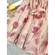 Floral Printed Lace-Up Tiered Loose Puff Sleeves Cold Shoulder Mini Dresses Floral Printed Lace-Up Tiered Loose Puff Sleeves Cold Shoulder Mini Dresses