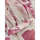 Floral Printed Lace-Up Tiered Loose Puff Sleeves Cold Shoulder Mini Dresses Floral Printed Lace-Up Tiered Loose Puff Sleeves Cold Shoulder Mini Dresses