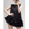 Falbala Solid Color Split-Joint Zipper Loose Sleeveless Round-Neck Mini Dresses