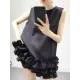 Falbala Solid Color Split-Joint Zipper Loose Sleeveless Round-Neck Mini Dresses Falbala Solid Color Split-Joint Zipper Loose Sleeveless Round-Neck Mini Dresses