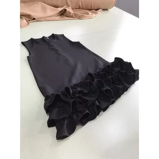 Falbala Solid Color Split-Joint Zipper Loose Sleeveless Round-Neck Mini Dresses Falbala Solid Color Split-Joint Zipper Loose Sleeveless Round-Neck Mini Dresses
