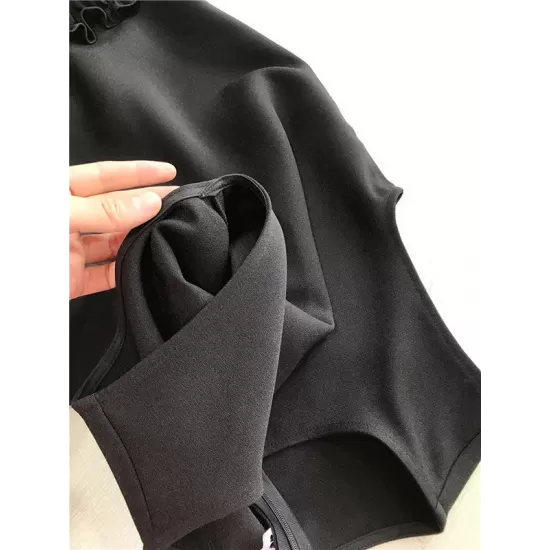 Falbala Solid Color Split-Joint Zipper Loose Sleeveless Round-Neck Mini Dresses Falbala Solid Color Split-Joint Zipper Loose Sleeveless Round-Neck Mini Dresses